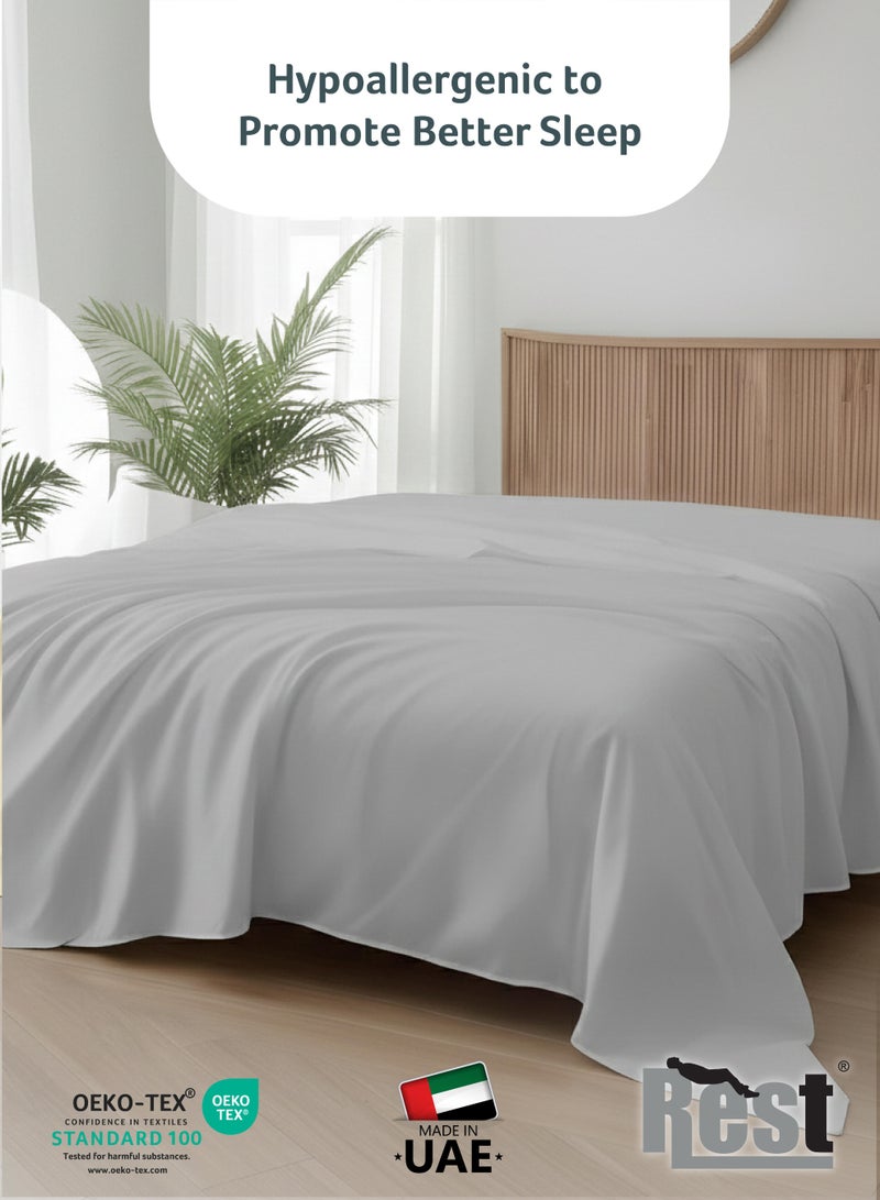 REST Flat Bedsheet 240x260cm Plush Grey Breathable Machine Washbale Bedsheet Extra Soft Easy Fit Highly Breathable Bedding & Linen Cover - Image 1